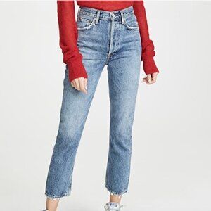Agolde Riley High Rise Straight Crop Jeans in Frequency, size 26
